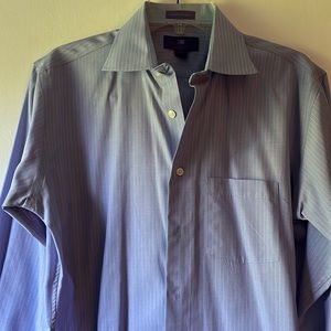 Blue with purple stripes slim fit dress shirt